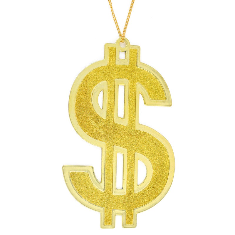 Skeleteen Hip Hop Gold Necklace - Rapper Dollar Sign Medallion Gangster Golden Chain Costume Bling Jewelry - Image 2